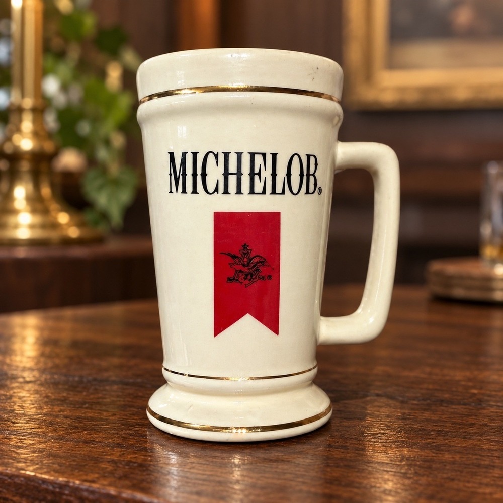 Vintage Michelob Beer Stein Ceramic Mug Gold Trim Anheuser Busch Eagle Logo